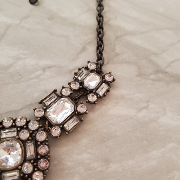 ✨ J.Crew Rhinestones Crystals Pave Cluster Antique Necklace ✨ - Picture 5 of 16